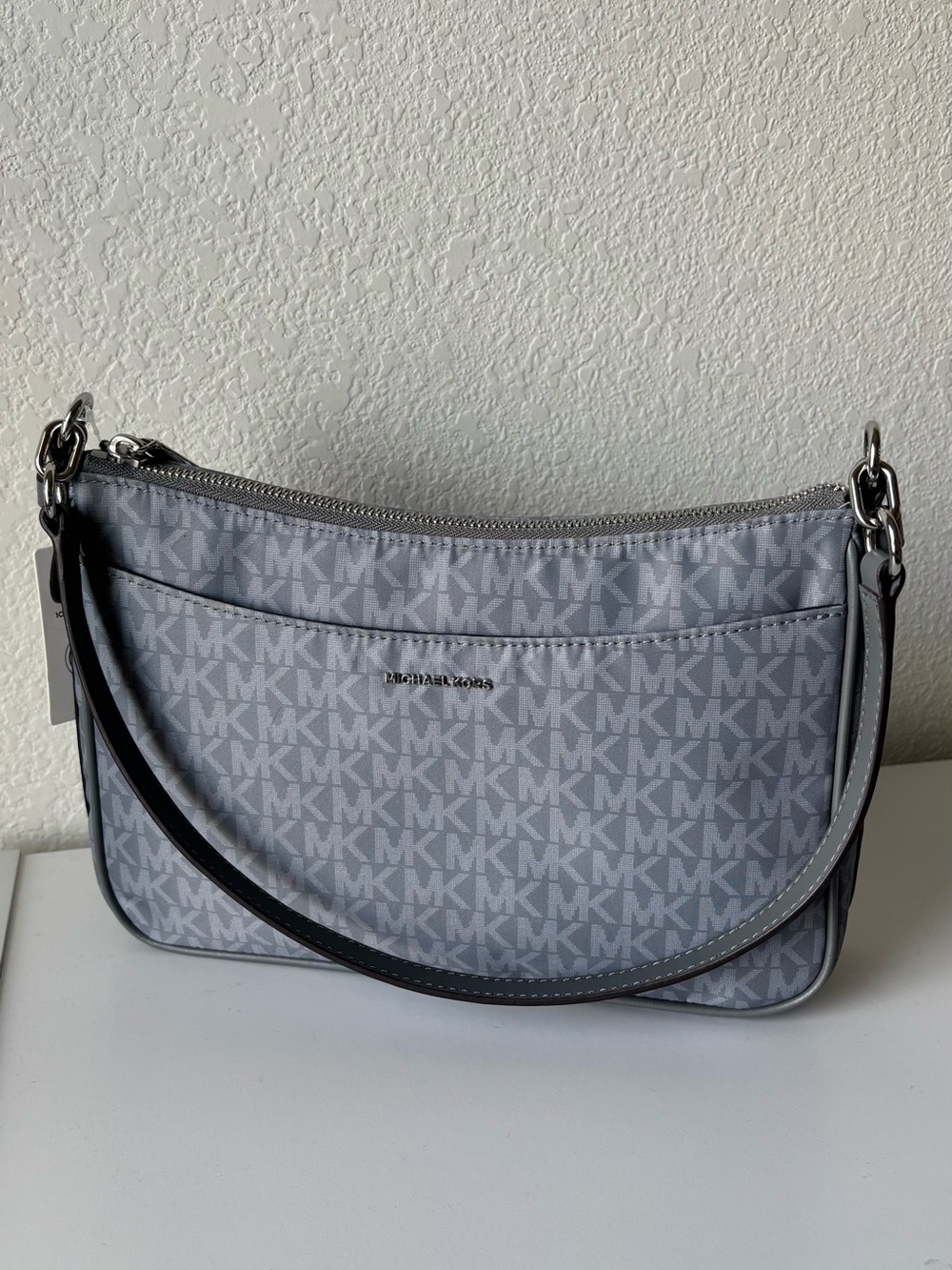 Michael Kors Gray MK Logo Shoulder Bag